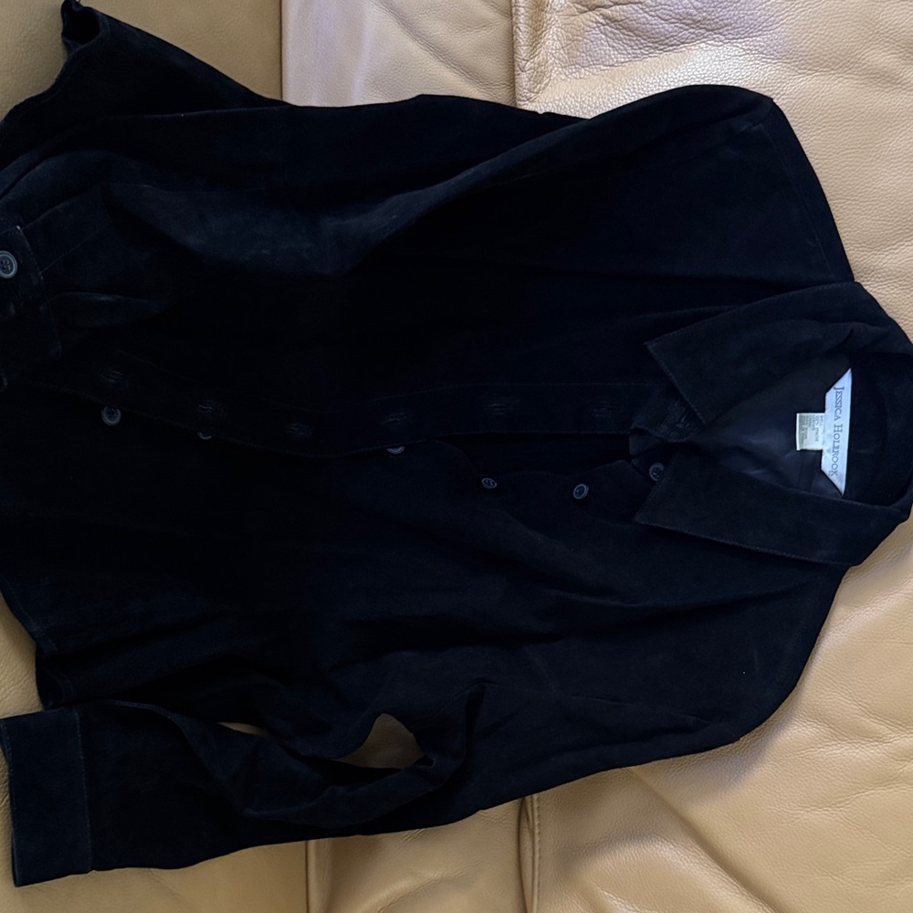 Chic Black Women's Suede Blouse